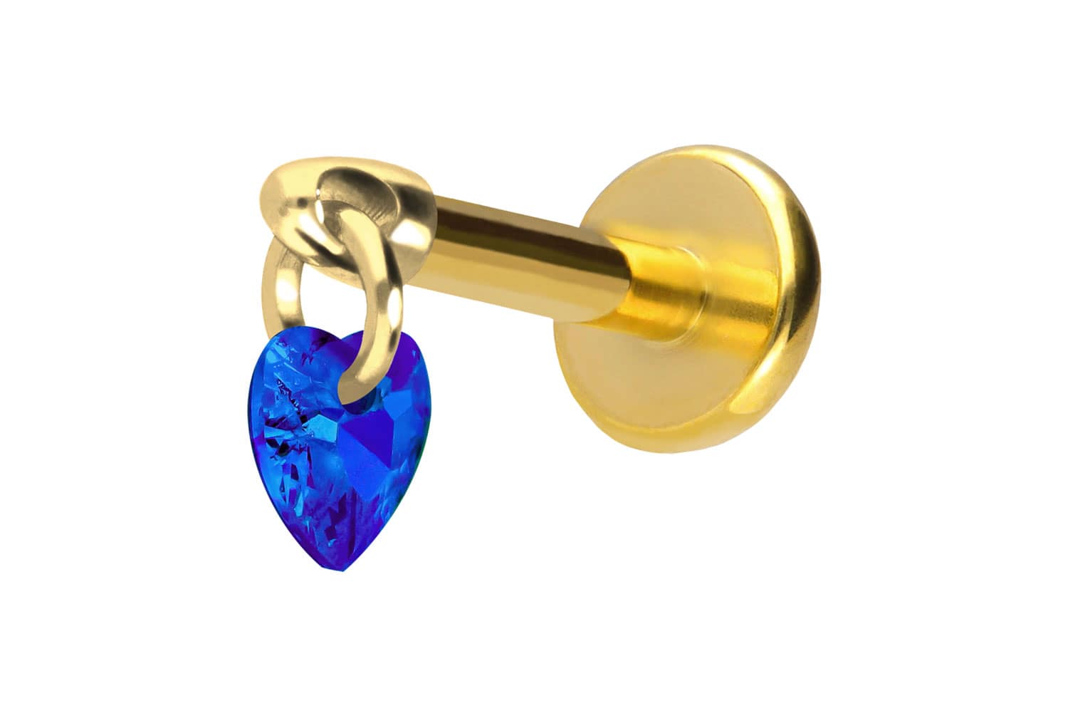 Titan Labret Piercing mit Push Fit KRISTALLHERZ